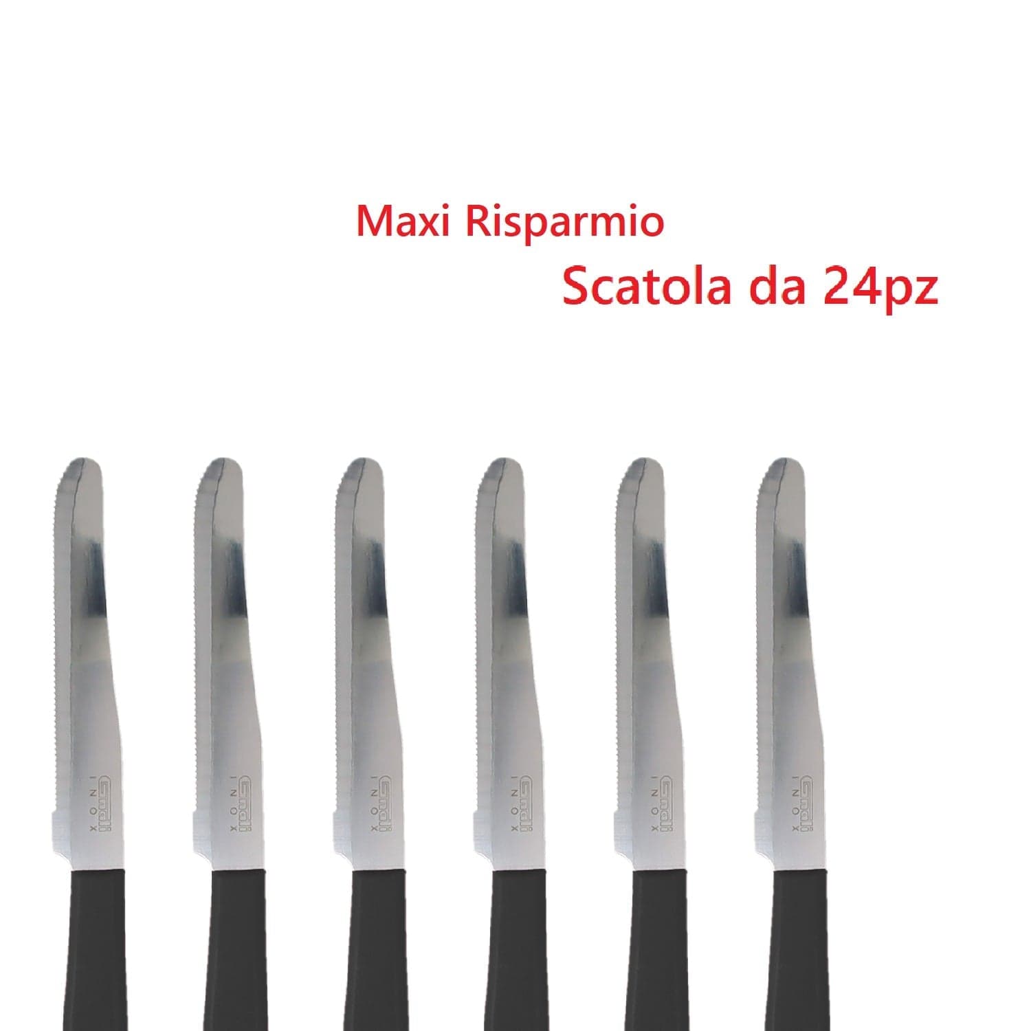 Coltelli da Tavola 24pz Manico in Polipropilene Doppia Affilatura 22cm Nero in Coltelli da bistecca Danyx - Casoria, commercioVirtuoso.it