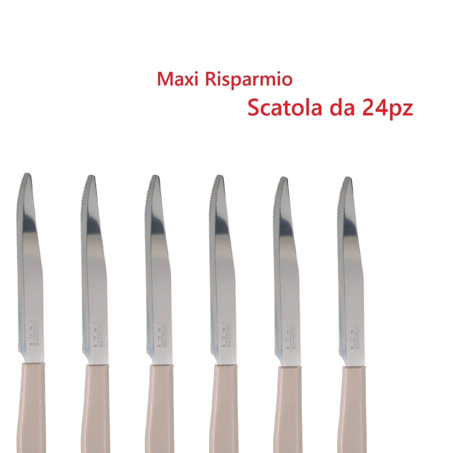 Coltelli Bistecca 24pz Manico in Polipropilene Doppia Affilatura 22cm Tortora in Coltelli da bistecca Danyx - Casoria, commercioVirtuoso.it