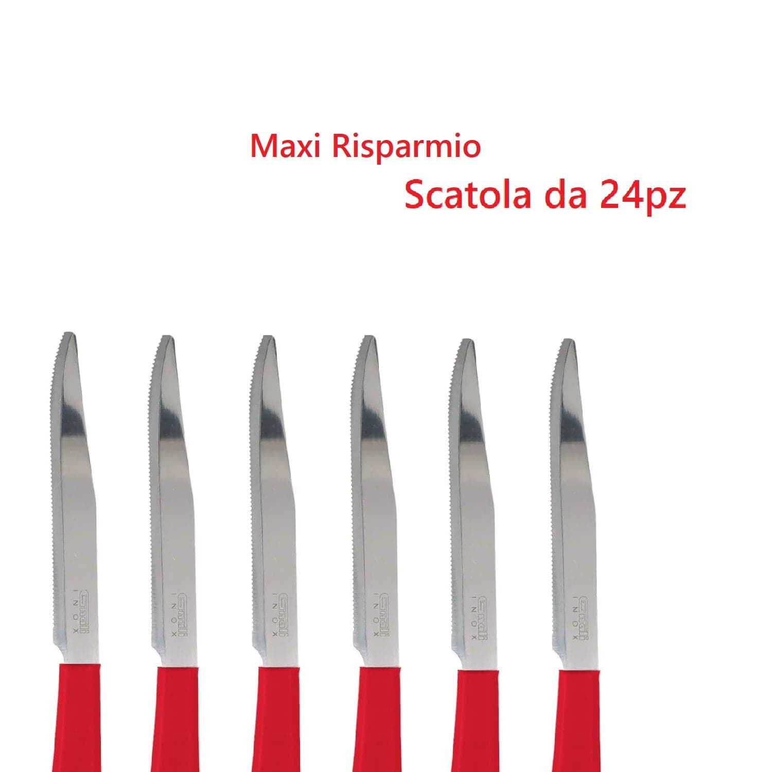 Coltelli Bistecca 24pz Manico in Polipropilene Doppia Affilatura 22cm Rosso in Coltelli da bistecca Danyx - Casoria, commercioVirtuoso.it