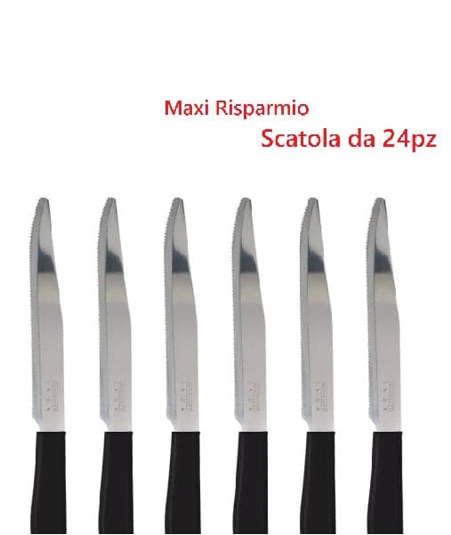 Coltelli Bistecca 24pz Manico in Polipropilene Doppia Affilatura 22cm Nero in Coltelli da bistecca Danyx - Casoria, commercioVirtuoso.it