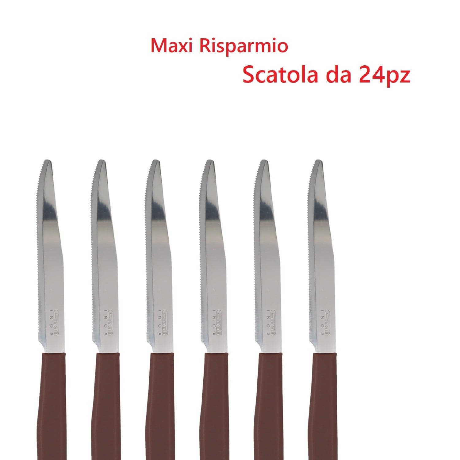 Coltelli Bistecca 24pz Manico in Polipropilene Doppia Affilatura 22cm Marrone in Coltelli da bistecca Danyx - Casoria, commercioVirtuoso.it
