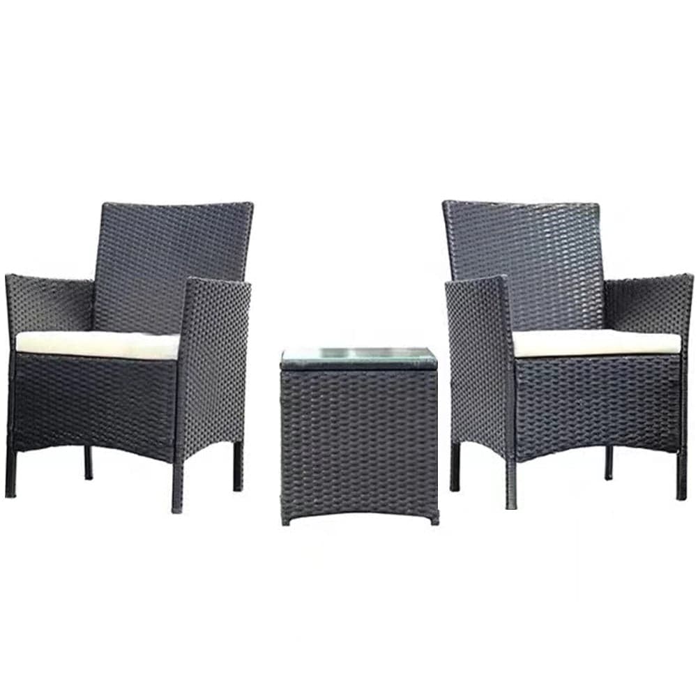 Set da Giardino 2 Poltrone 1 Tavolino Rattan Intrecciato Grigio e Cuscini Beige in Divanetti Danyx - Casoria, commercioVirtuoso.it