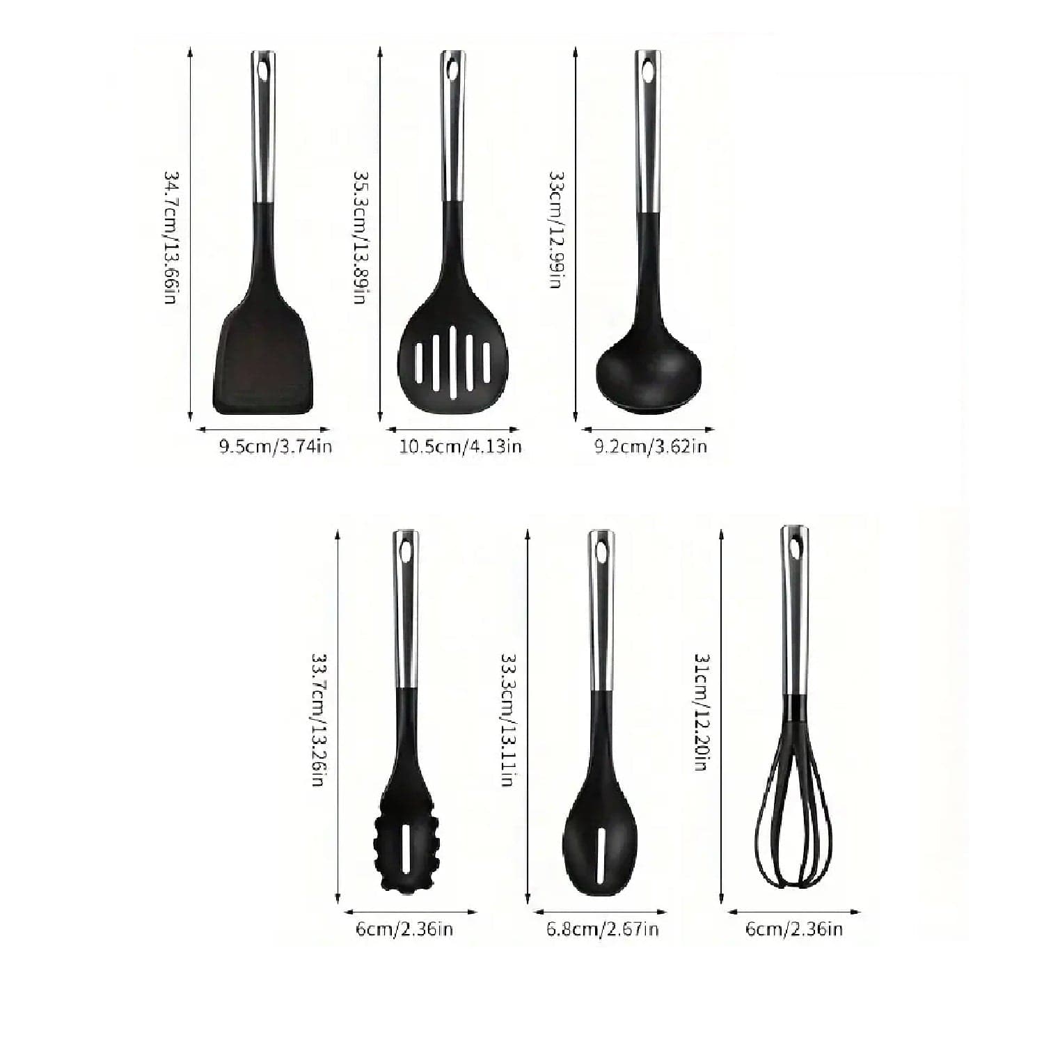 Utensili da Cucina 6pz in Acciaio e Nylon Non Graffiano Antiaderenti Nero Cromo in Cucchiai da cucina Danyx - Casoria, commercioVirtuoso.it