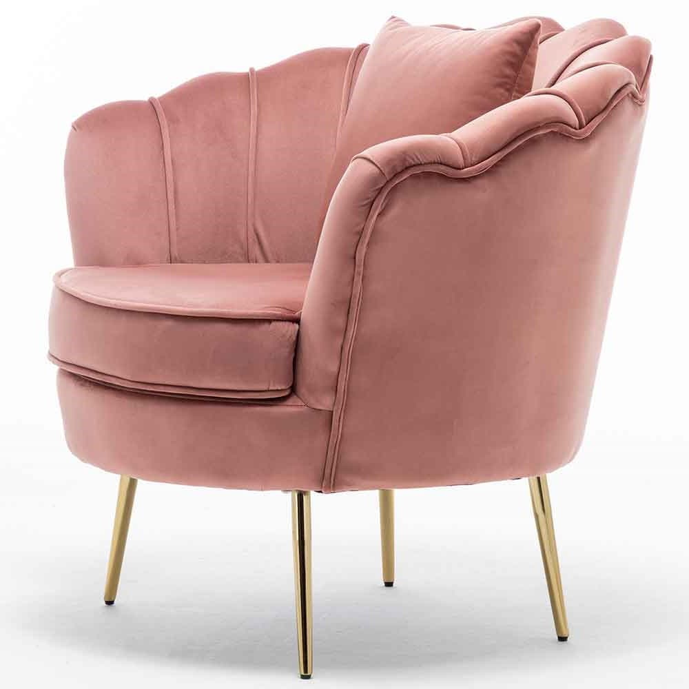 Sedia Poltrona Relax Velluto e Metallo Imbottita Design Moderno Rosa Piedi Oro in Poltrone Danyx - Casoria, commercioVirtuoso.it