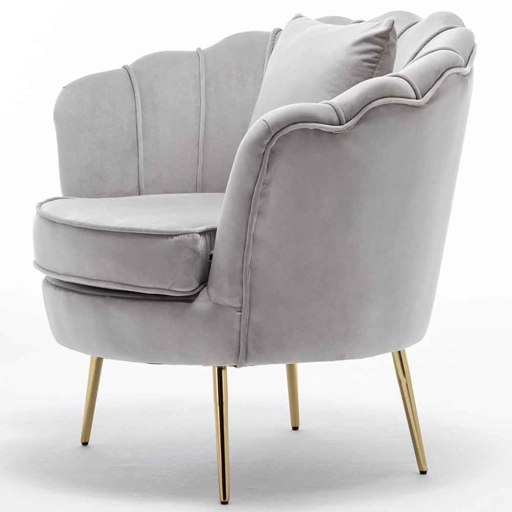 Sedia Poltrona Relax Velluto e Metallo Imbottita Design Moderno Grigio Piedi Oro in Poltrone Danyx - Casoria, commercioVirtuoso.it