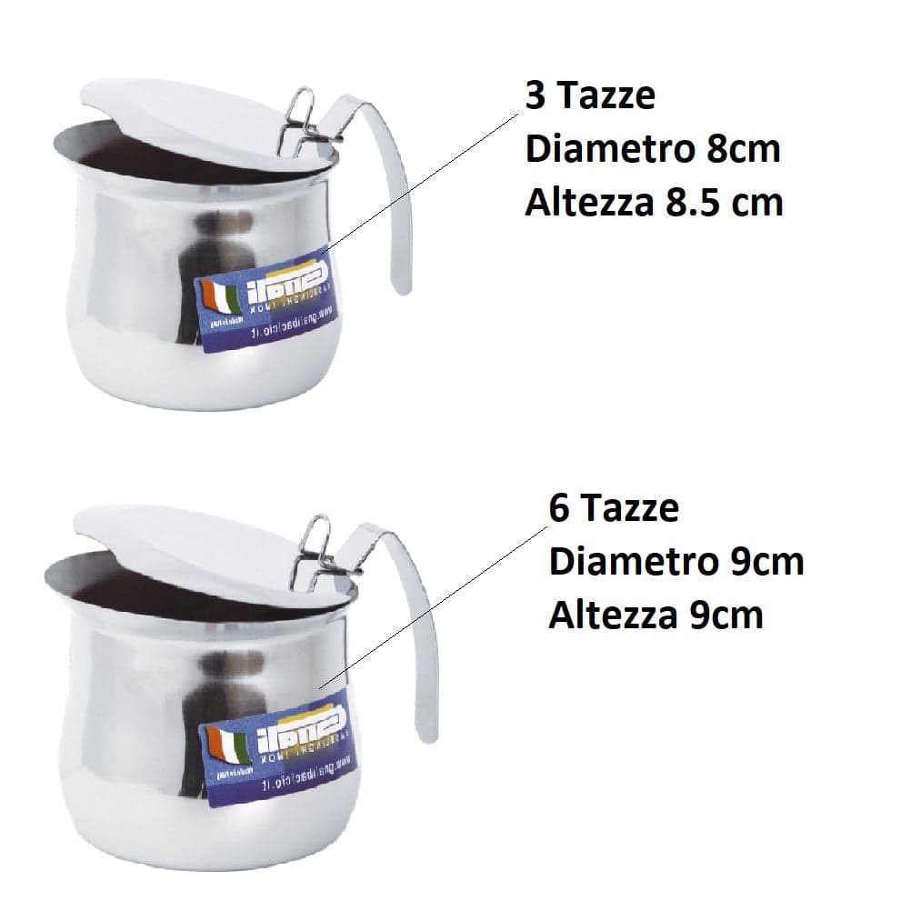 Coppia Bricco in Acciaio Inox 18/10 3+6 Tazze Lavabili in Lavastoviglie in Lattiere Danyx - Casoria, commercioVirtuoso.it