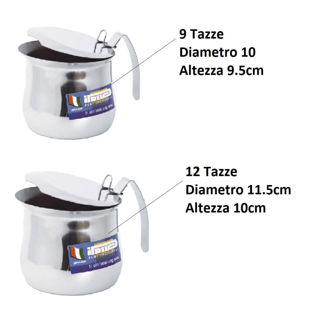 Coppia Bricco in Acciaio Inox 18/10 9+12 Tazze Lavabili in Lavastoviglie in Lattiere Danyx - Casoria, commercioVirtuoso.it