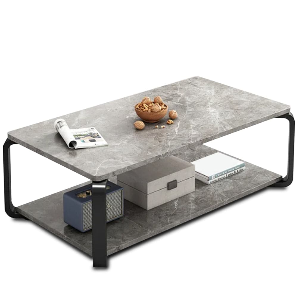 Tavolino da Salotto 2 Ripiani Design Moderno Effetto Marmo Nero Grigio Chiaro in Tavolini da caffè Danyx - Casoria, commercioVirtuoso.it