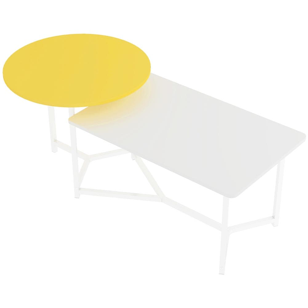 Tavolino Salotto Basso Caffè 2 Ripiani Design Moderno 125x60 H 50cm Bianco Giallo in Tavolini da caffè Danyx - Casoria, commercioVirtuoso.it