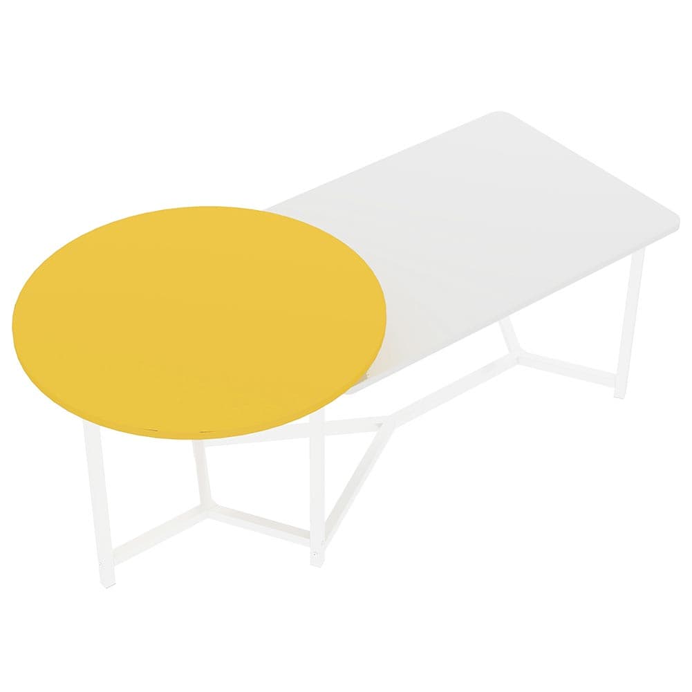 Tavolino Salotto Basso Caffè 2 Ripiani Design Moderno 125x60 H 50cm Bianco Giallo in Tavolini da caffè Danyx - Casoria, commercioVirtuoso.it