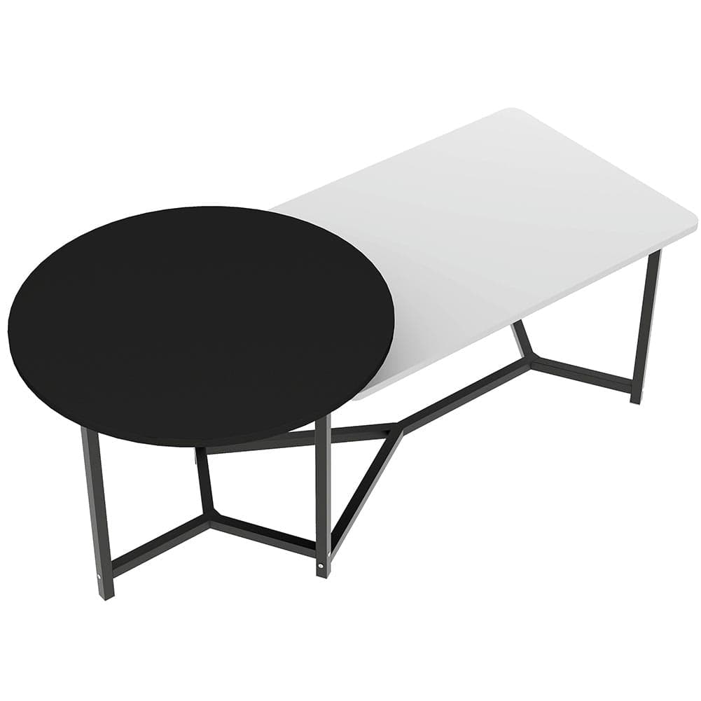 Tavolino Salotto Basso Caffè 2 Ripiani Design Moderno 125x60 H 50cm Bianco Nero in Tavolini da caffè Danyx - Casoria, commercioVirtuoso.it