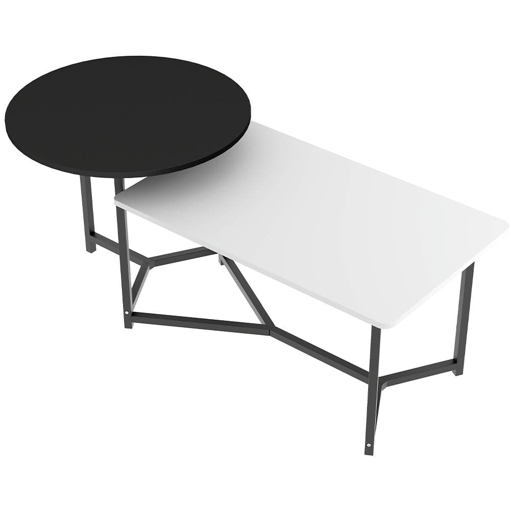 Tavolino Salotto Basso Caffè 2 Ripiani Design Moderno 125x60 H 50cm Bianco Nero in Tavolini da caffè Danyx - Casoria, commercioVirtuoso.it