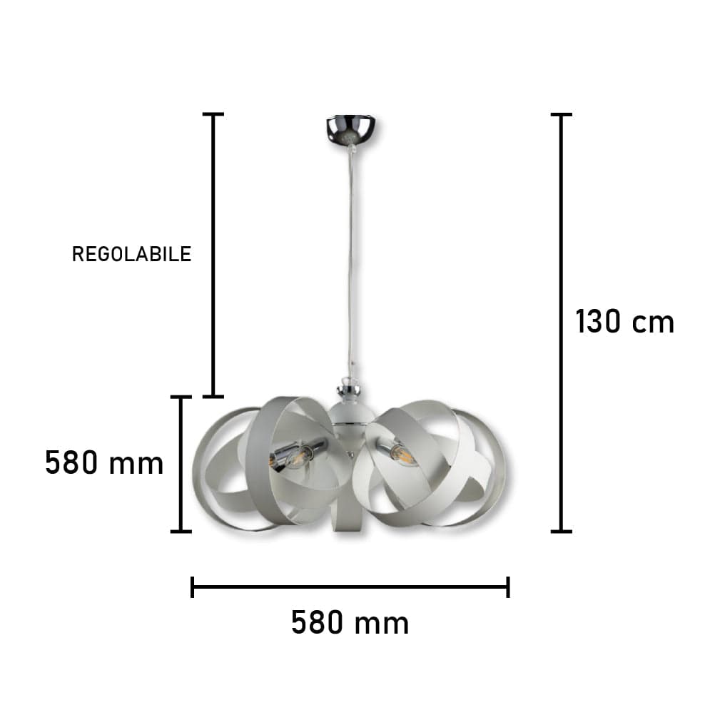 Lampadario Sospensione Metallo Verniciato  Valeria 5 luci E14 Bianco in Lampade a sospensione Danyx - Casoria, commercioVirtuoso.it