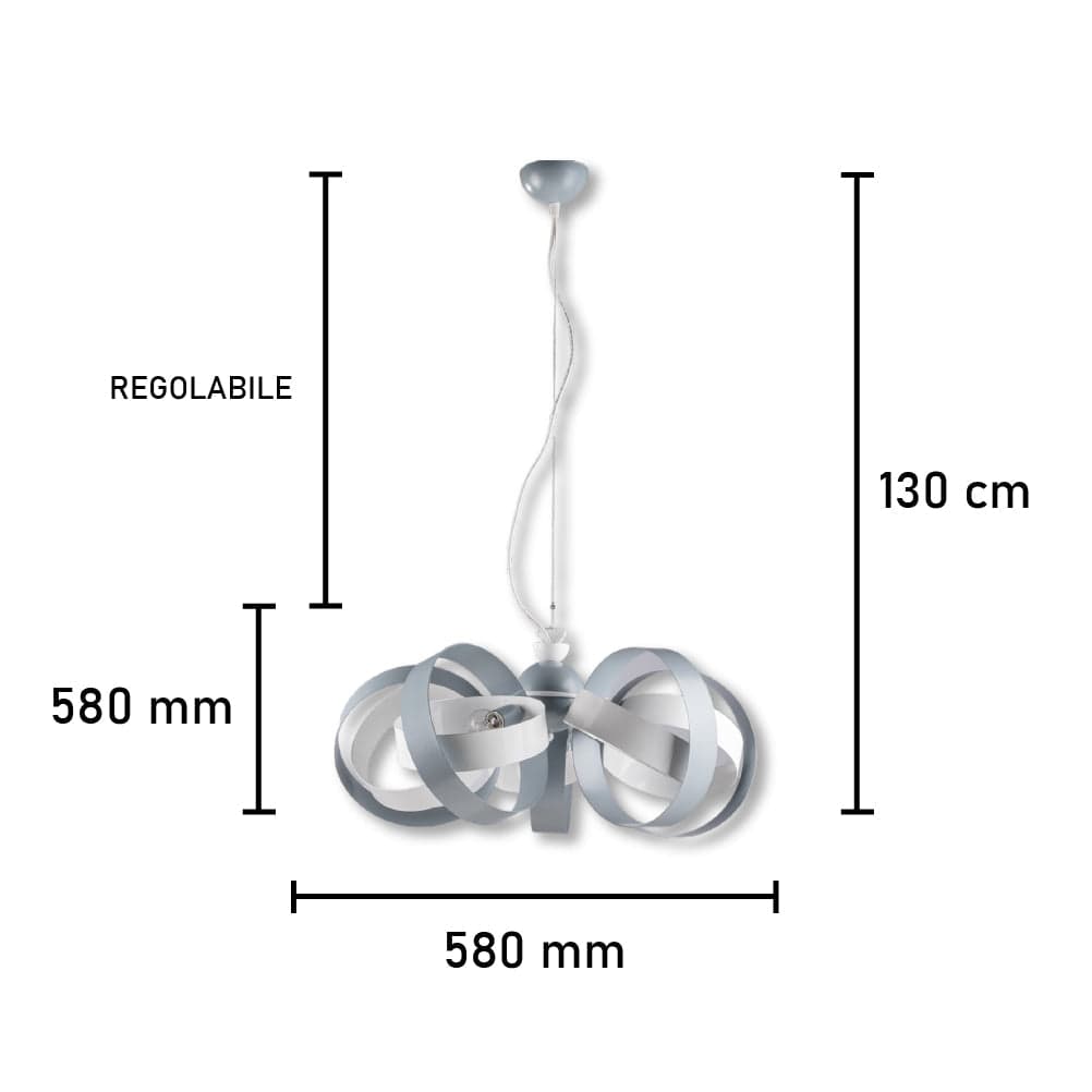Lampadario Sospensione Metallo Verniciato Valeria  5 luci E14 Bianco/Grigio in Lampade a sospensione Danyx - Casoria, commercioVirtuoso.it