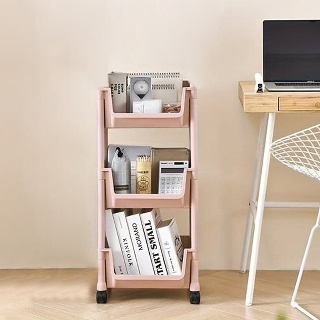 Carrello Cucina Multiuso 4Ruote 3Ripiani Portaoggetti Salvaspazio H 76cm Rosa in Carrelli porta oggetti Danyx - Casoria, commercioVirtuoso.it