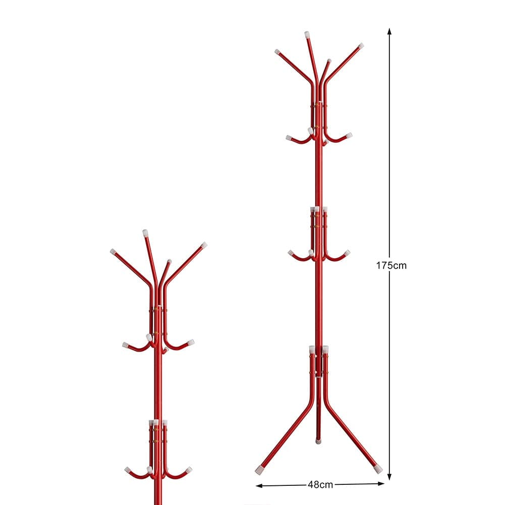 Appendiabiti a Piantana Attaccapanni da Terra Salvaspazio 12 Ganci Rosso H175cm - 6