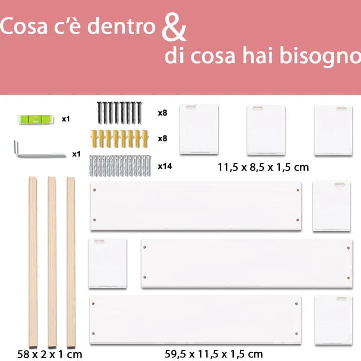 Mensole in Legno Kit da 3pz da Parete Versatili e Salvaspazio 60cm Rovere in Mensole da muro Danyx - Casoria, commercioVirtuoso.it