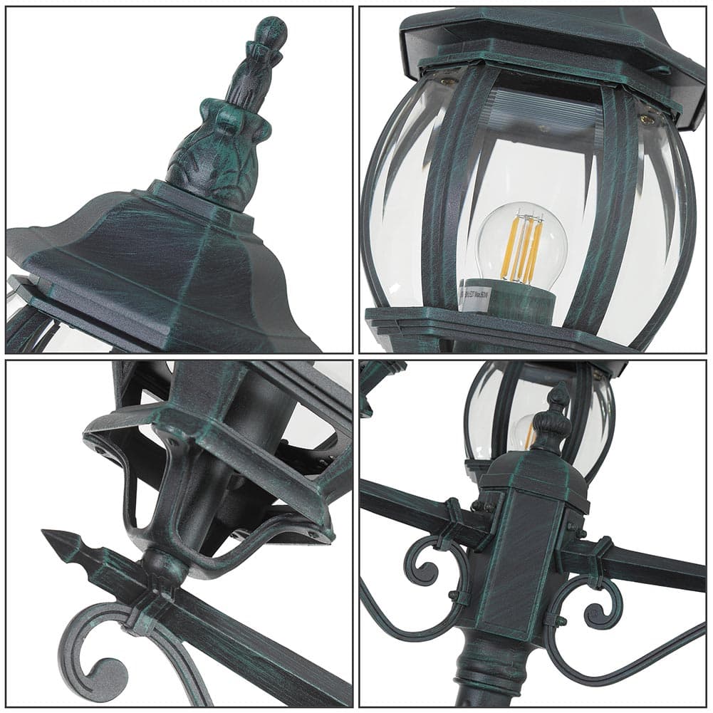 Lampione da Giardino 56x56 H 202 cm Stile Vittoriano Classico 3 x E27 Verde Bronzo in Lanterne Danyx - Casoria, commercioVirtuoso.it
