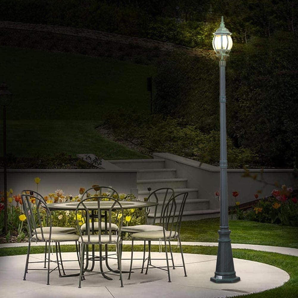 Lampione da Giardino 16x16 H 202 cm Stile Vittoriano Classico 1 x E27 Verde Bronzo in Lanterne Danyx - Casoria, commercioVirtuoso.it