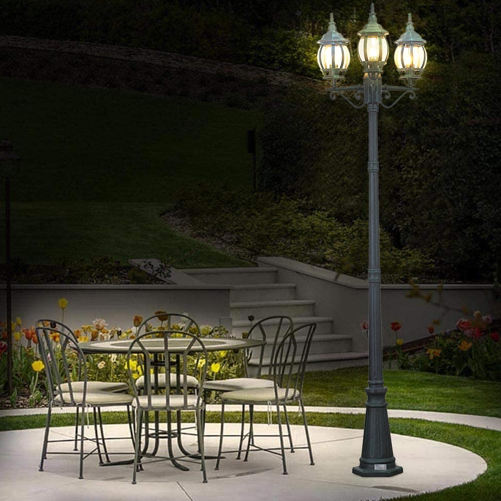 Lampione da Giardino 56x56 H 202 cm Stile Vittoriano Classico 3 x E27 Verde Bronzo in Lanterne Danyx - Casoria, commercioVirtuoso.it