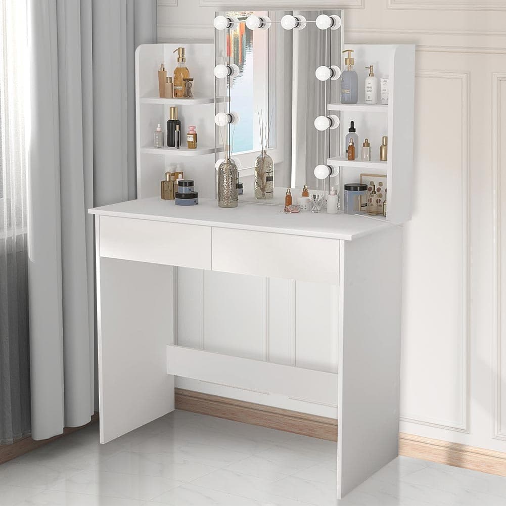 Consolle Trucco con Specchio a Led Mobile Makeup 2 Cassetti 90x40 H 144cm Luce Regolabile in Toelette Danyx - Casoria, commercioVirtuoso.it