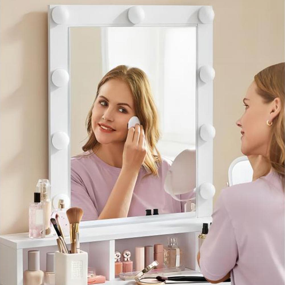 Consolle Trucco con Specchio a Led Mobile Makeup 2Cassetti 80x40 H 145cm Luce Regolabile in Toelette Danyx - Casoria, commercioVirtuoso.it