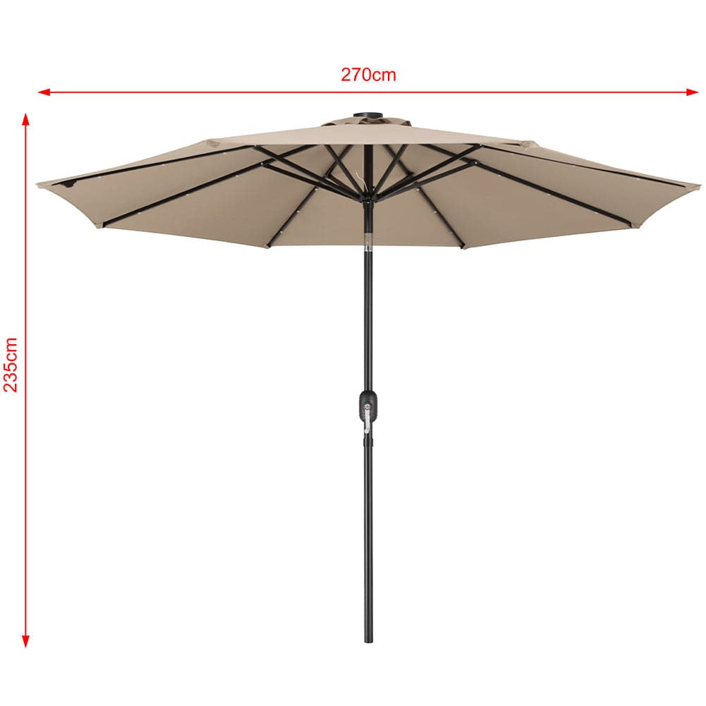 Ombrellone 270cm Luci Led Integrate Ricarica Solare Anti UV 8 Stecche Ecrù in Ombrelloni Danyx - Casoria, commercioVirtuoso.it