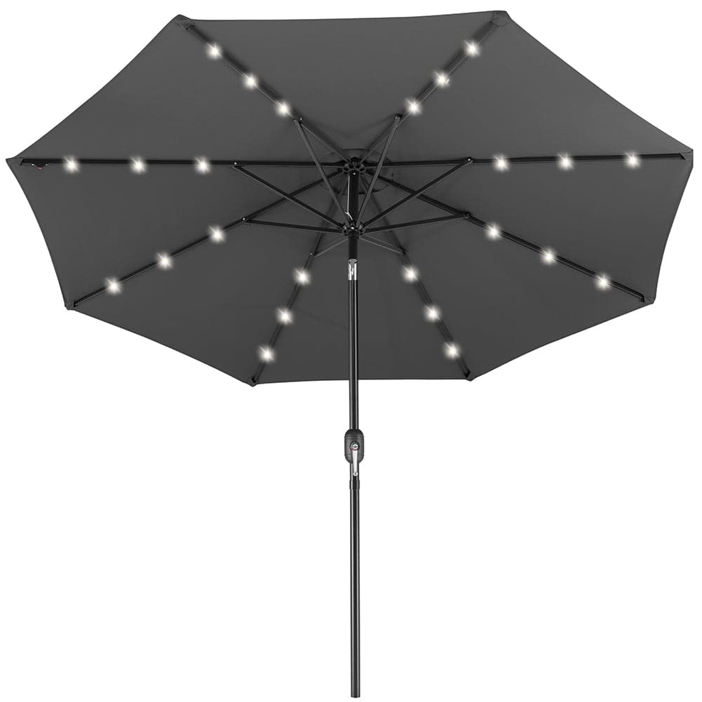 Ombrellone 270cm Luci Led Integrate Ricarica Solare Anti UV 8 Stecche Grigio in Ombrelloni Danyx - Casoria, commercioVirtuoso.it