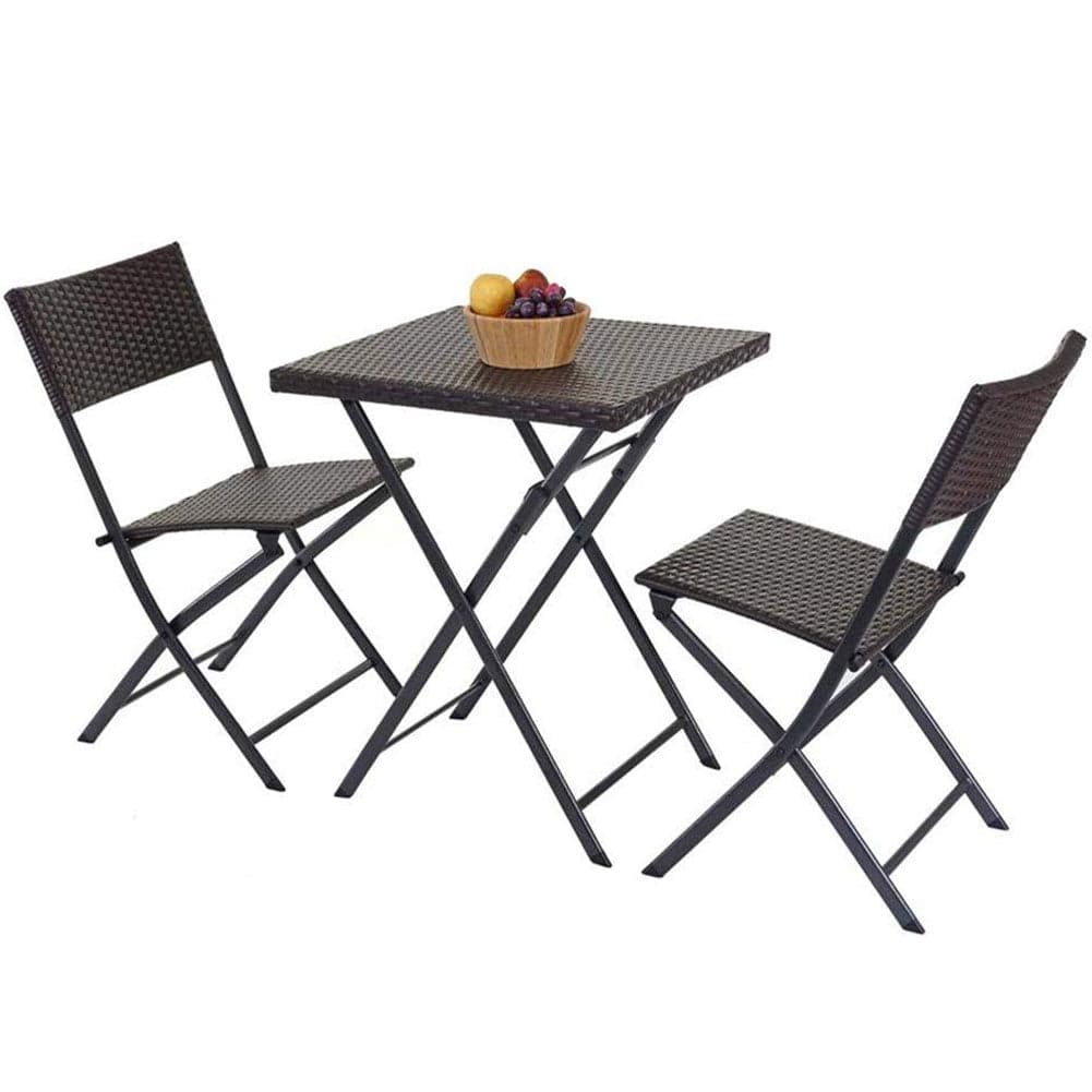 Kit da Giardino Pieghevole in Polyrattan Tavolo e 2 Sedie Interno Esterno Antracite
