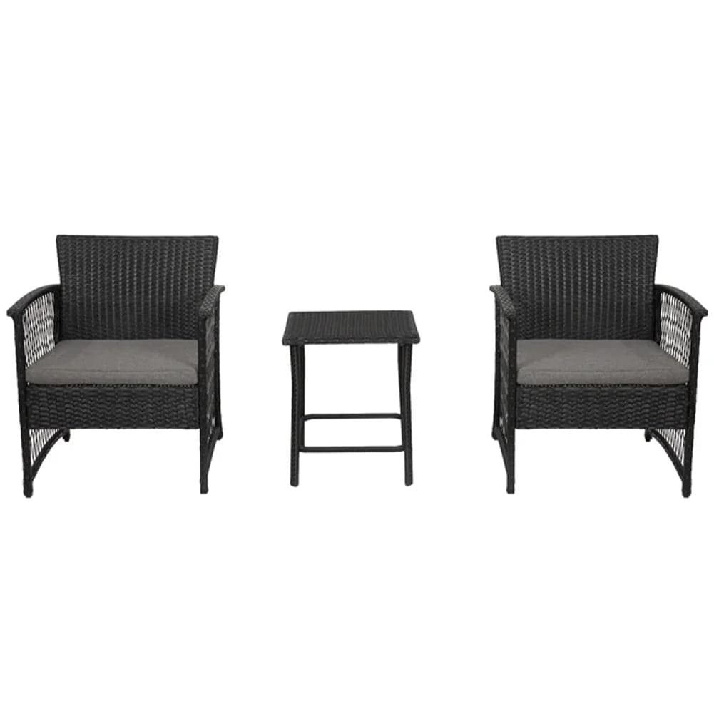 set da Giardino 3pz in Polyrattan Nero Grigio Esterno Interno Giardino Terrazzo in Divanetti Danyx - Casoria, commercioVirtuoso.it