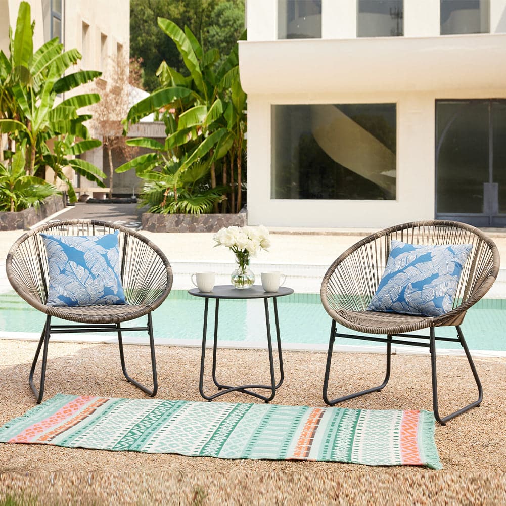 Set Tavolo e 2 Sedie da Giardino in Polyrattan Design Uovo da Esterno Patio Bar