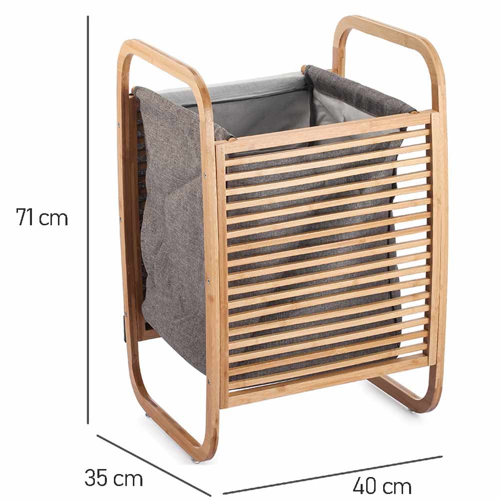 Porta Biancheria in Legno Bambù Sacco Tessuto Estraibile 40x35 H 61cm Grigio in Ceste per la biancheria Danyx - Casoria, commercioVirtuoso.it