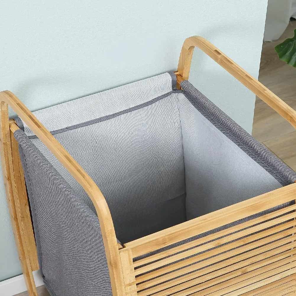Porta Biancheria in Legno Bambù Sacco Tessuto Estraibile 40x35 H 61cm Grigio in Ceste per la biancheria Danyx - Casoria, commercioVirtuoso.it