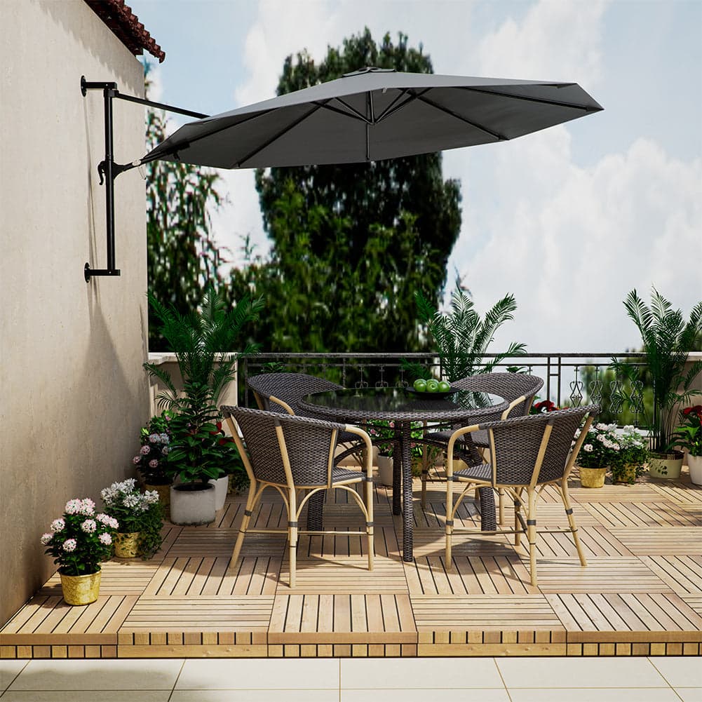 Ombrellone a Parete 300cm 8 stecche 180GR/MQ Sistema Air-Vent con Manovella Grigio in Ombrelloni Danyx - Casoria, commercioVirtuoso.it