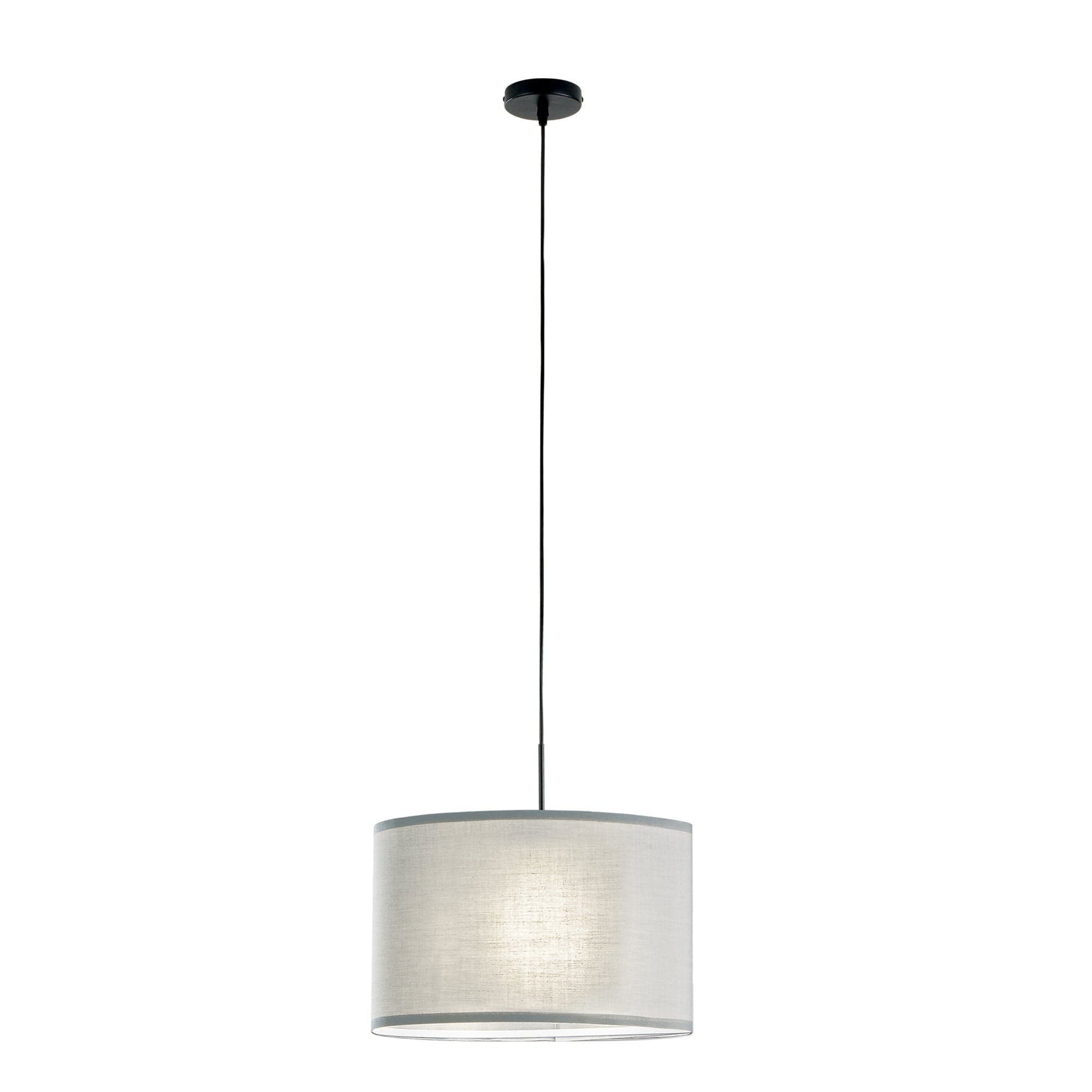 Lampadario a Sospensione in metallo con diffusore in tessuto Grigia 1Xe27 38X38X150Cm