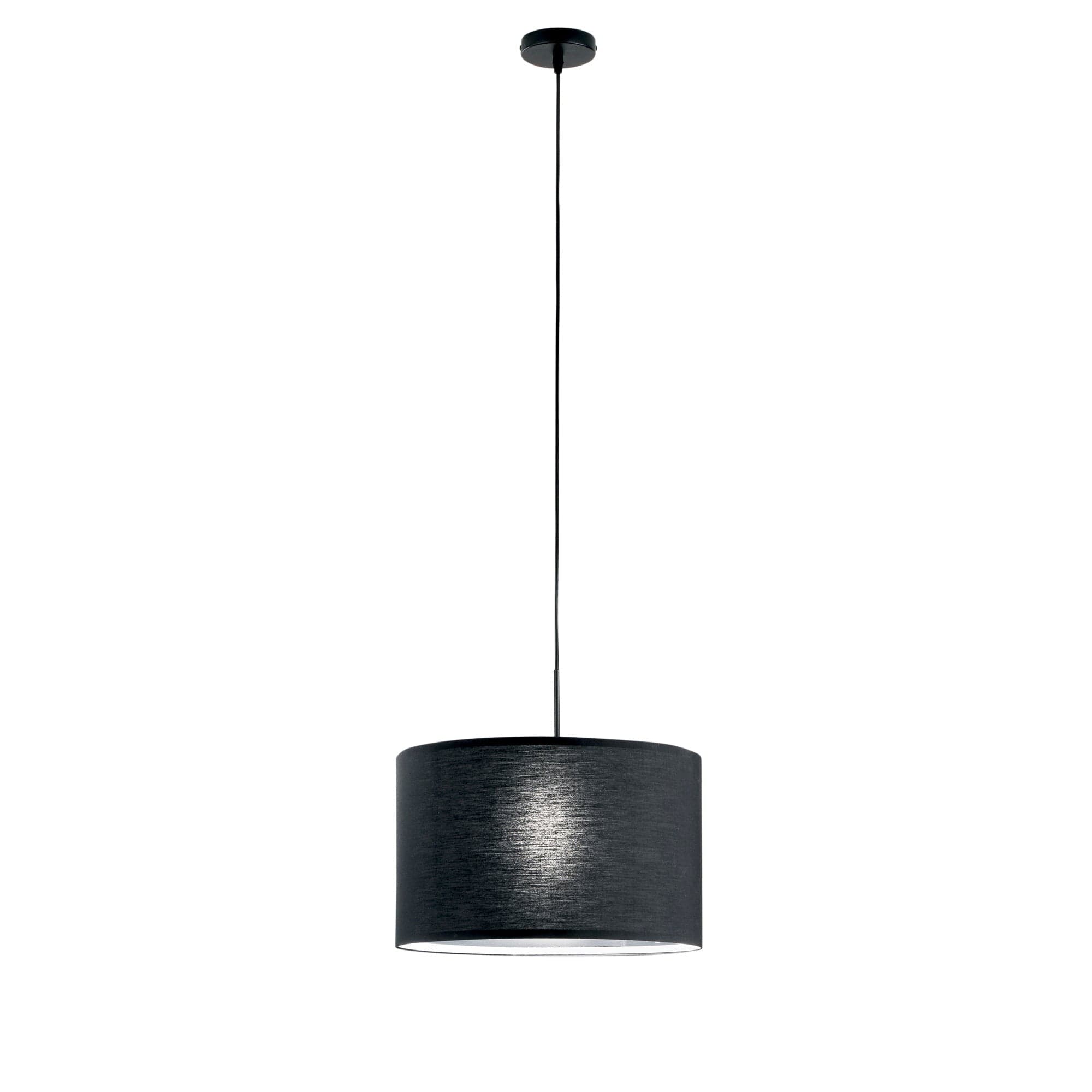 Lampadario a Sospensione in metallo con diffusore in tessuto Nera 1Xe27 38X38X150Cm