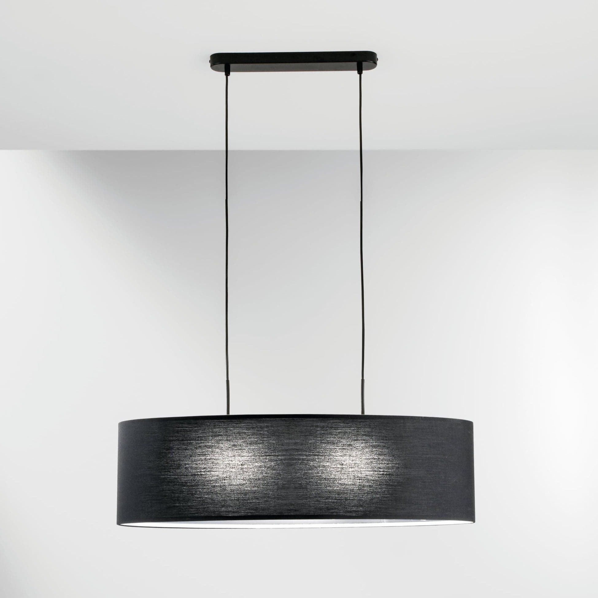Lampadario a Sospensione in metallo con diffusore in tessuto Nera 2Xe27 78X78X150Cm in Lampade a sospensione Led Mall Home - Napoli, commercioVirtuoso.it