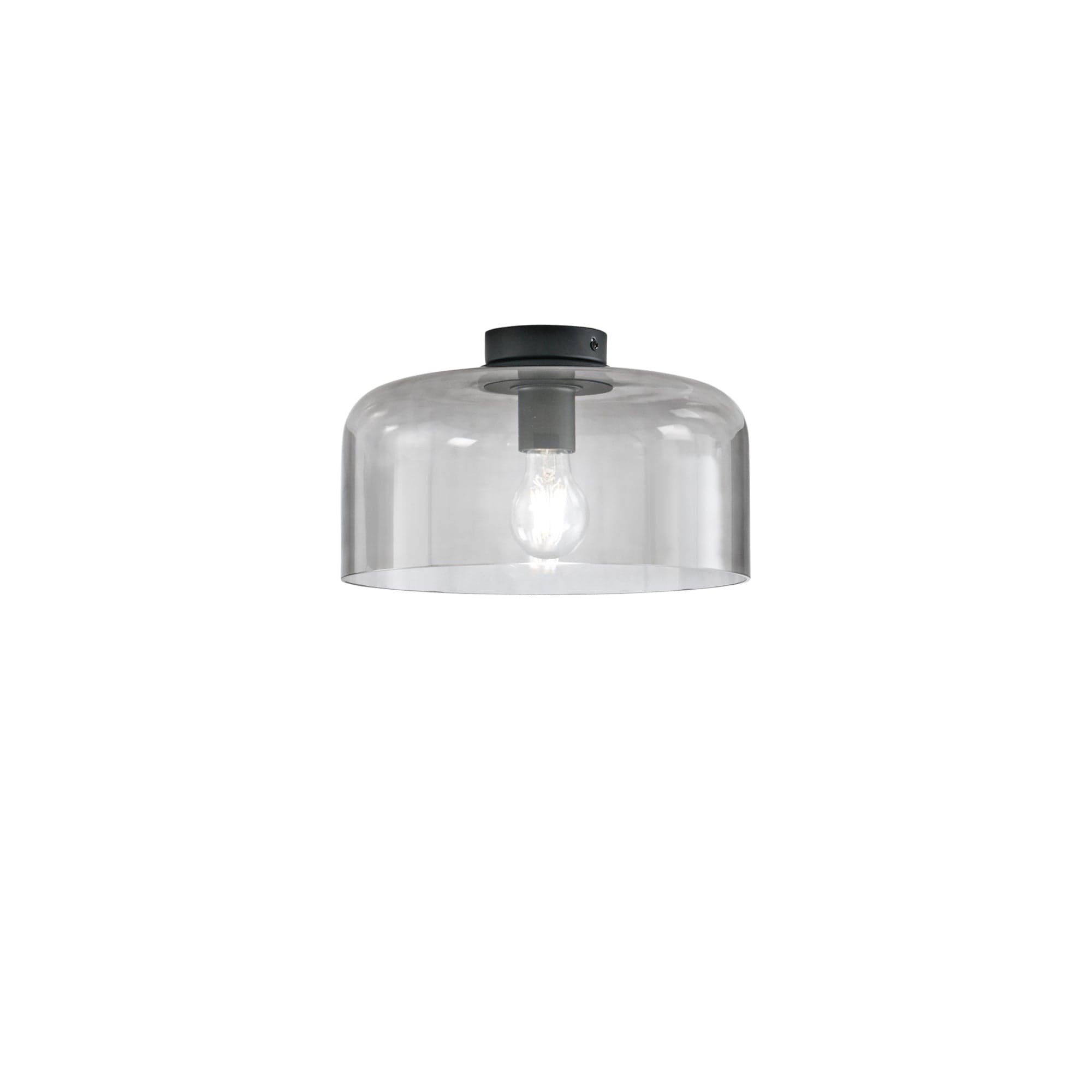 Plafoniera in vetro soffiato Grigio Fume 1Xe27 30X23X9Cm