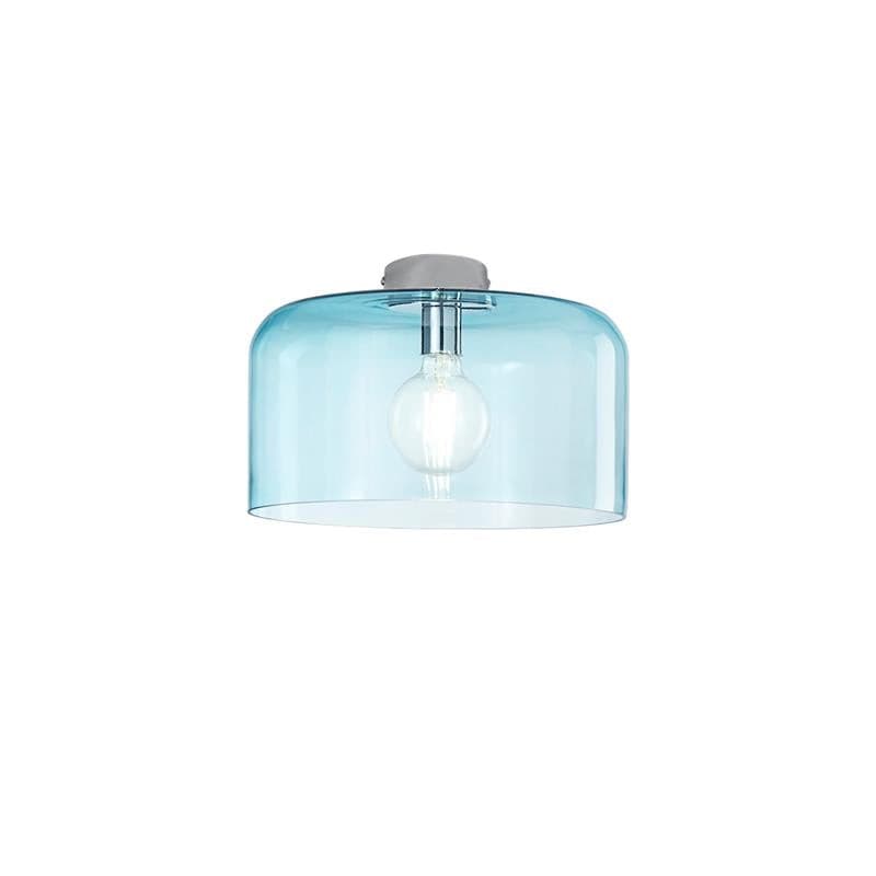Plafoniera in vetro soffiato Blu Truchese 1Xe27 35X23X9Cm
