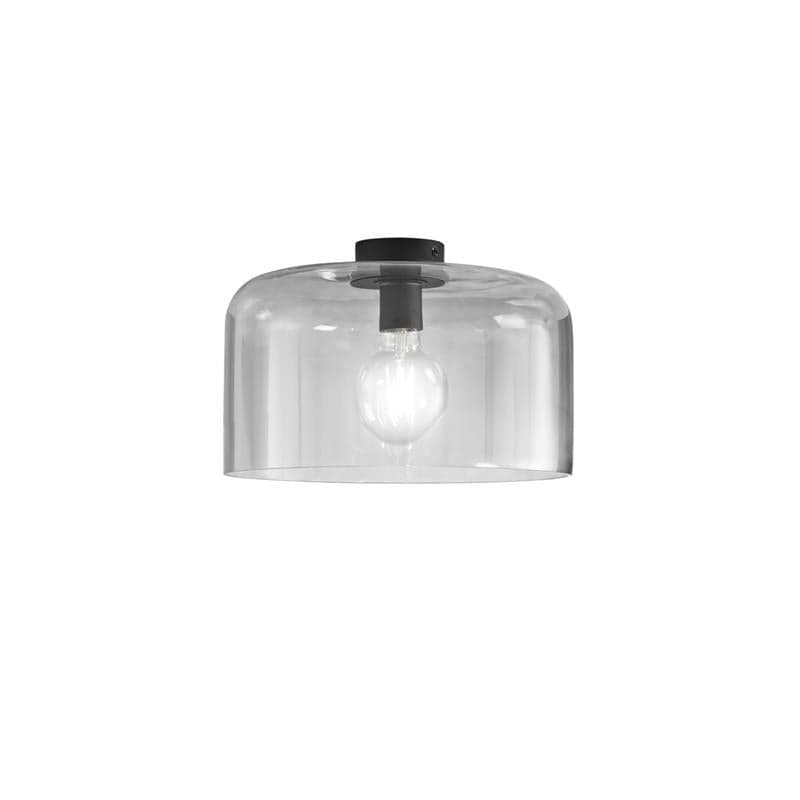 Plafoniera in vetro soffiato Grigio Fume 1Xe27 35X23X9Cm in Lampade a sospensione Led Mall Home - Napoli, commercioVirtuoso.it