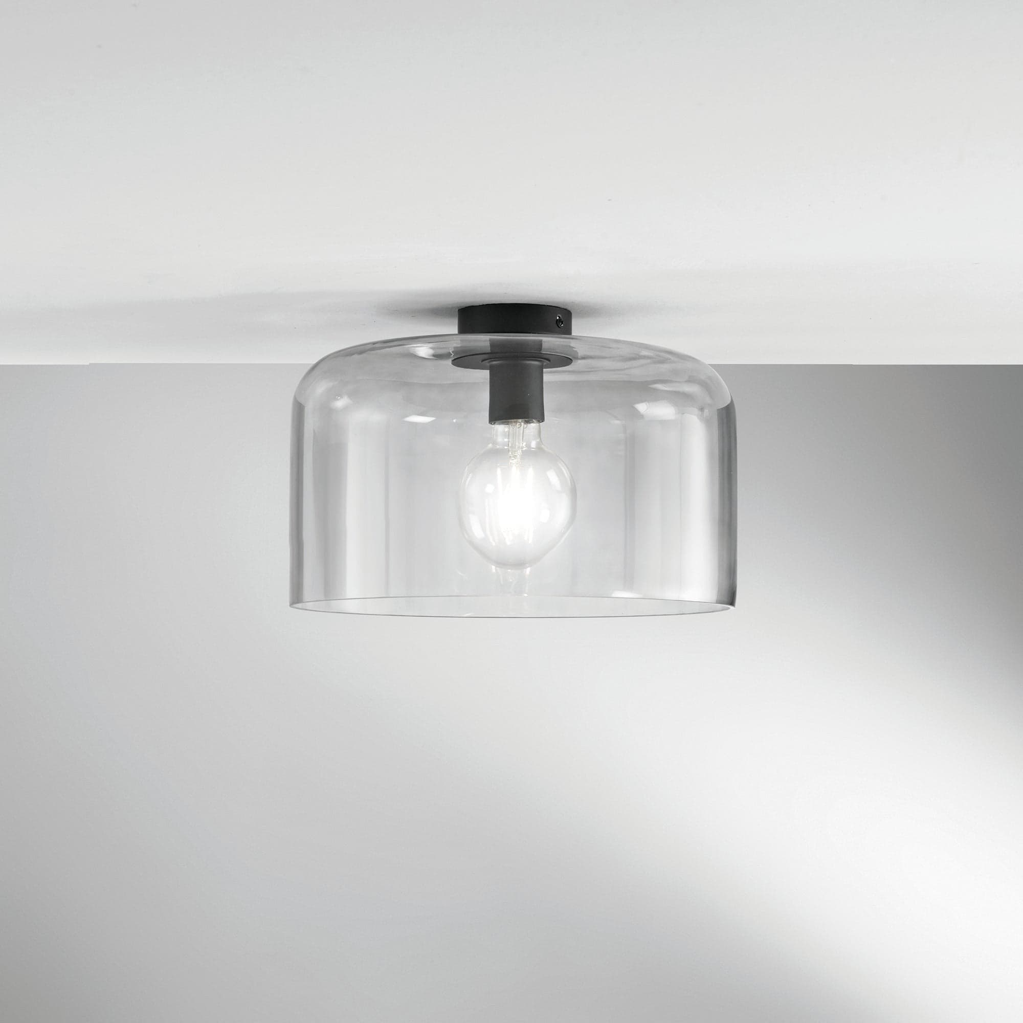 Plafoniera in vetro soffiato Grigio Fume 1Xe27 35X23X9Cm in Lampade a sospensione Led Mall Home - Napoli, commercioVirtuoso.it