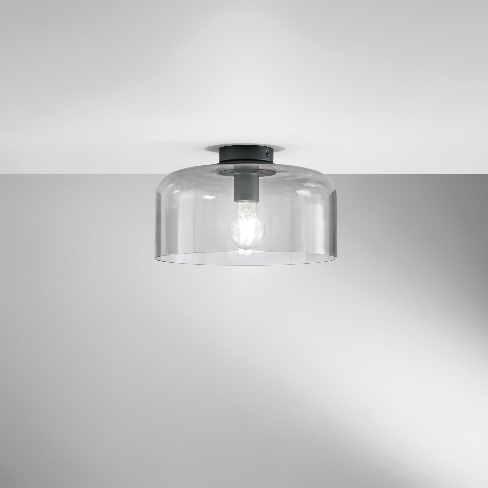 Plafoniera in vetro soffiato Grigio Fume 1Xe27 40X18X9Cm in Lampadari Led Mall Home - Napoli, commercioVirtuoso.it