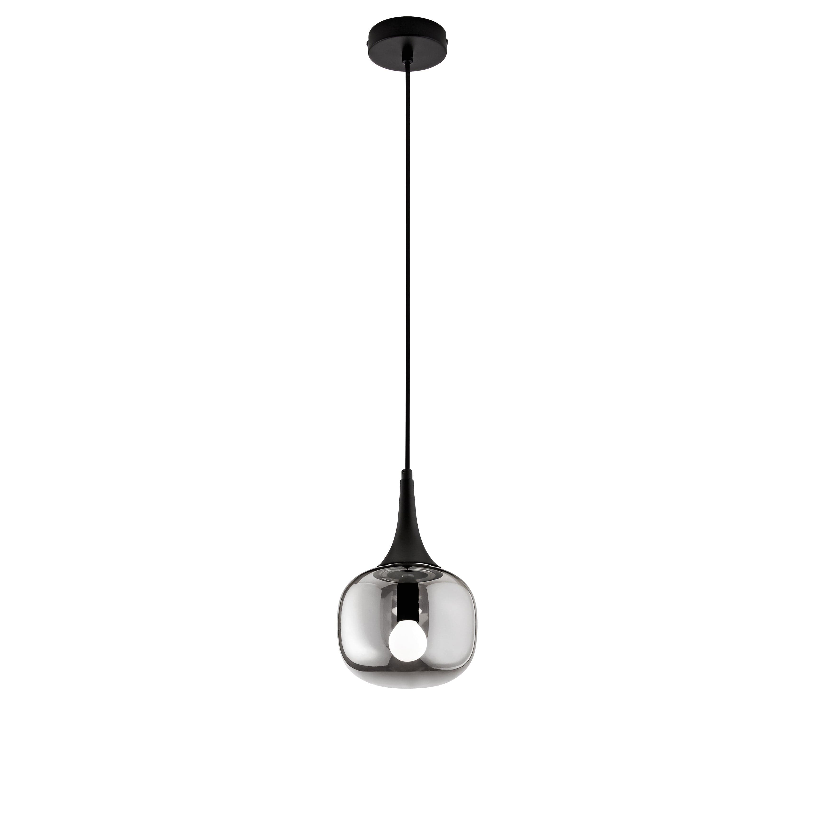 Sospensione in metallo con diffusore in vetro Nero Fume 1Xe14 10X17X150Cm