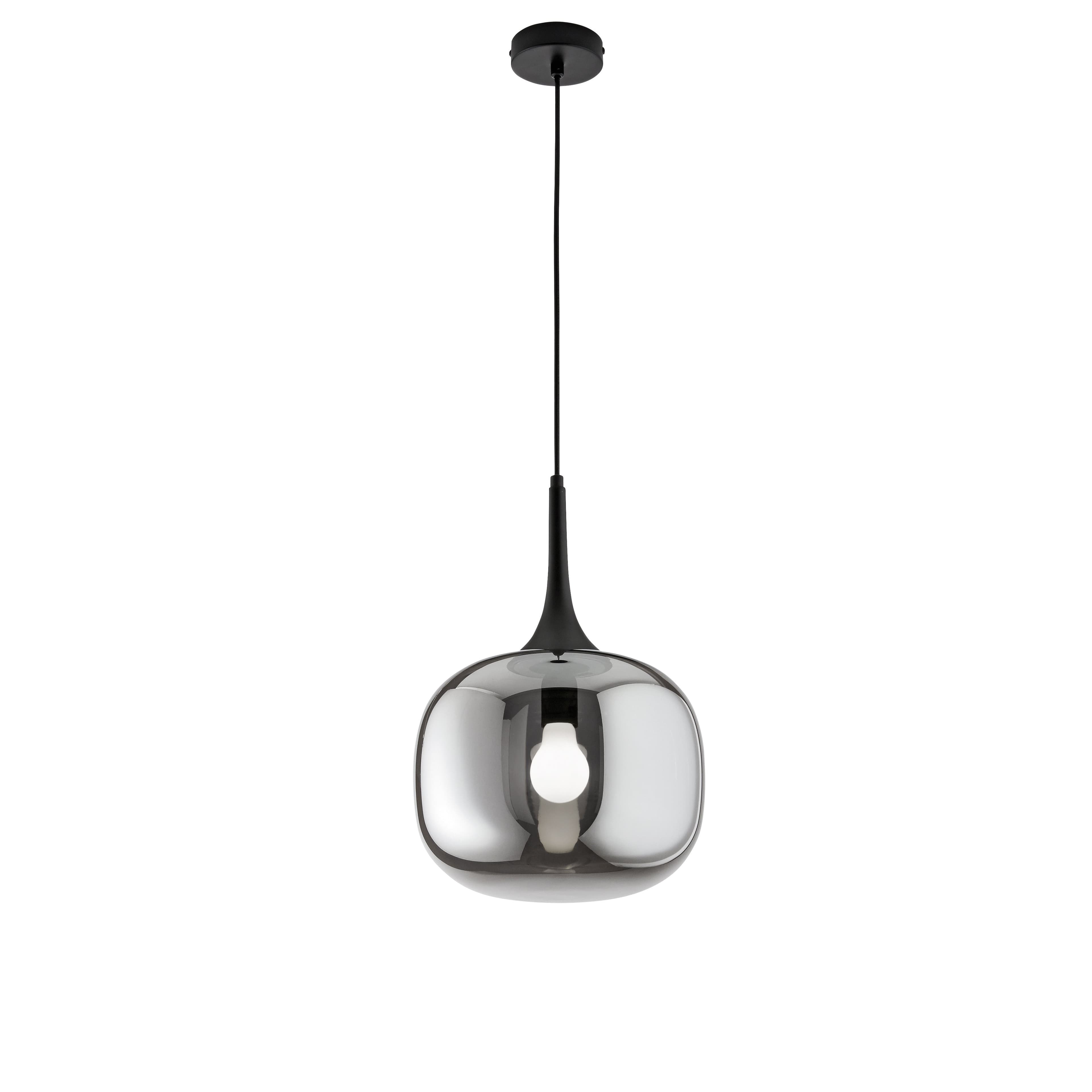 Sospensione in metallo con diffusore in vetro Fume/Nera 1Xe27 10X30X150Cm