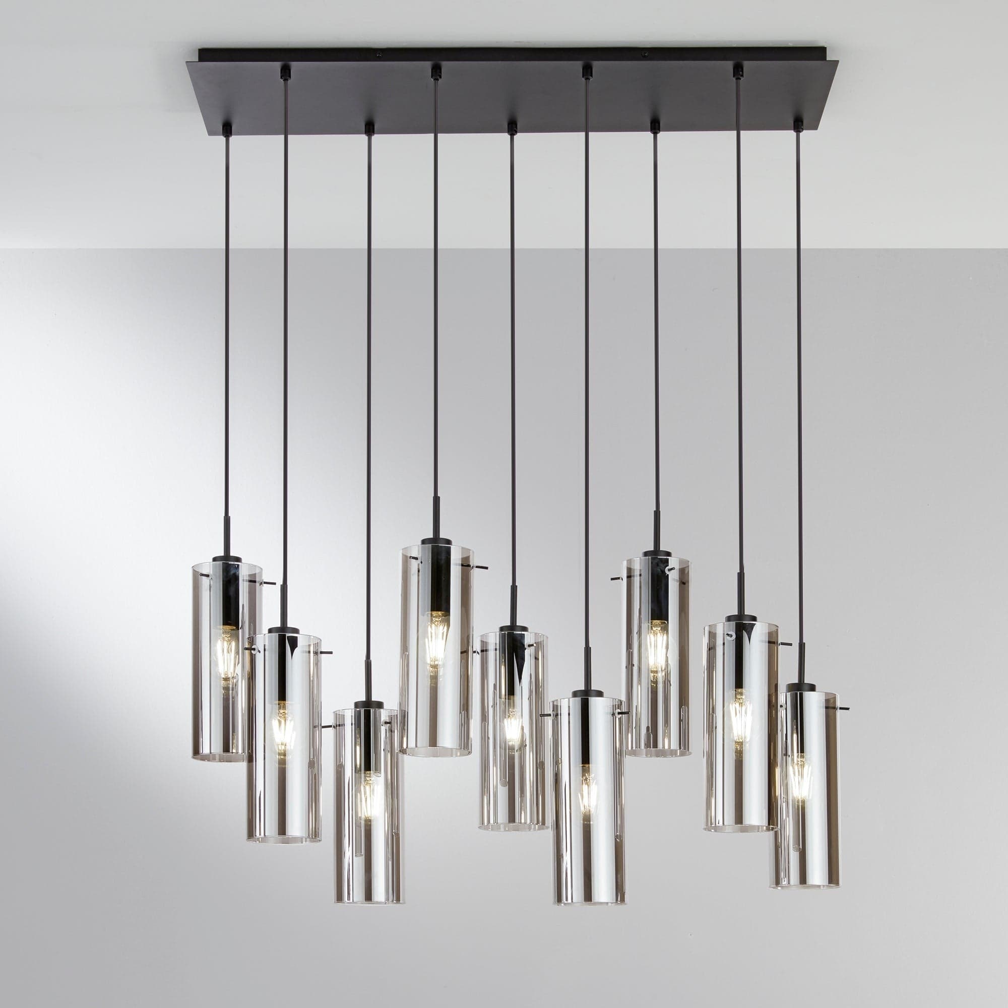 Lampadario a sospensione lineare diffusori Nera/Fume 9Xe27 90X30X150Cm in Plafoniere Led Mall Home - Napoli, commercioVirtuoso.it