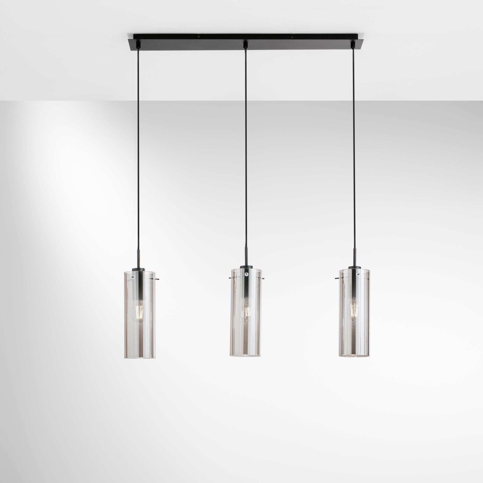 Lampadario a sospensione lineare ,diffusori Nera/Fume 3Xe27 79X10X150Cm in Lampade a sospensione Led Mall Home - Napoli, commercioVirtuoso.it