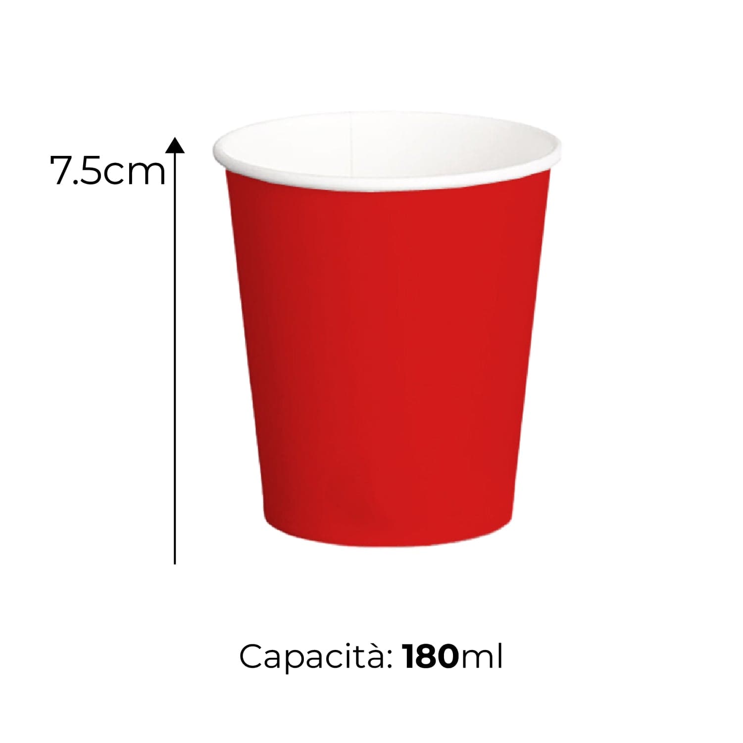 Bicchieri Acqua in Carta 180ml H. 7.5cm Maxi Scorta 500pz 100% Biodegradabili Rosso in Bicchieri Danyx - Casoria, commercioVirtuoso.it