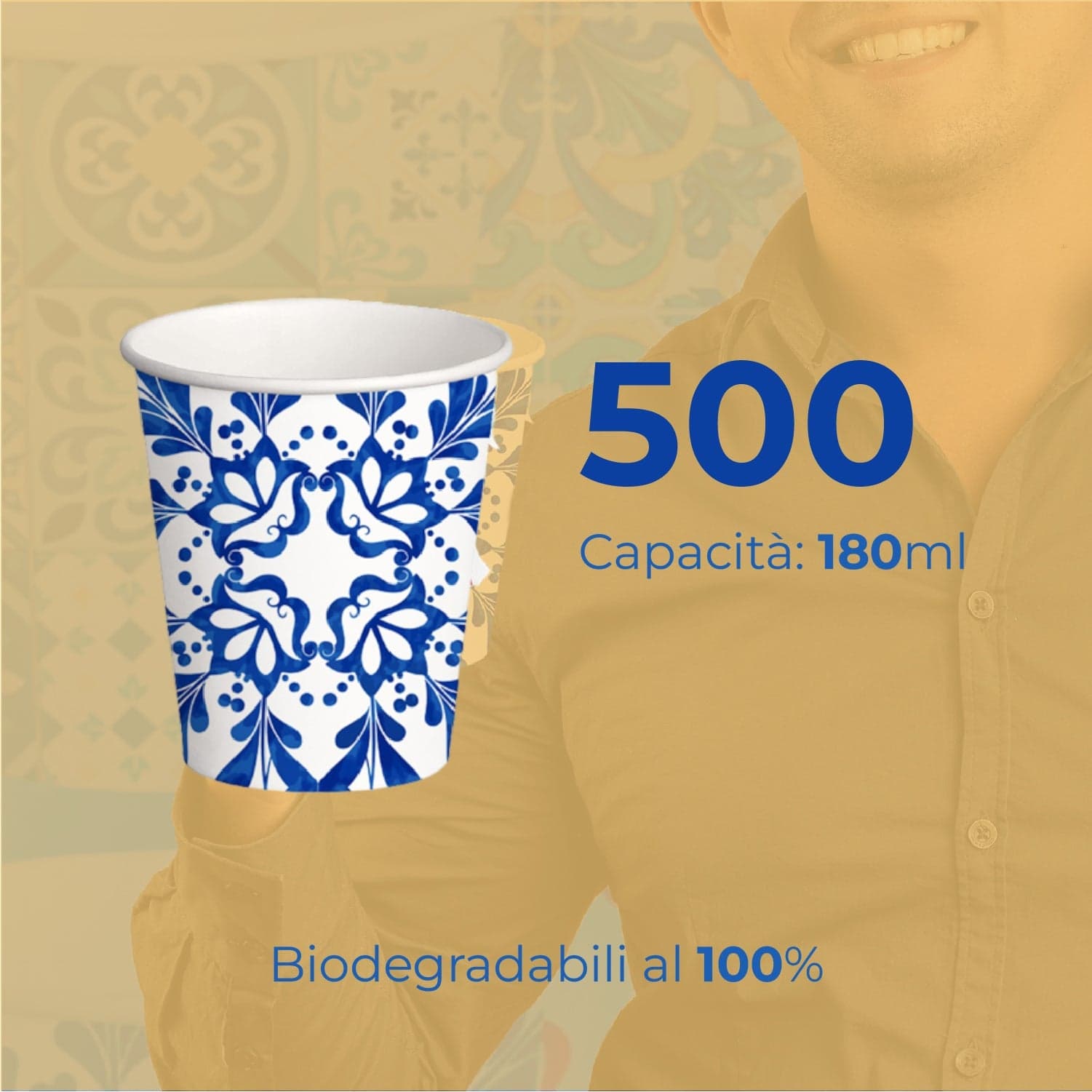 Bicchieri Acqua in Carta 180ml H. 7.5cm Maxi Scorta 500pz 100% Biodegradabili Vietri in Bicchieri Danyx - Casoria, commercioVirtuoso.it