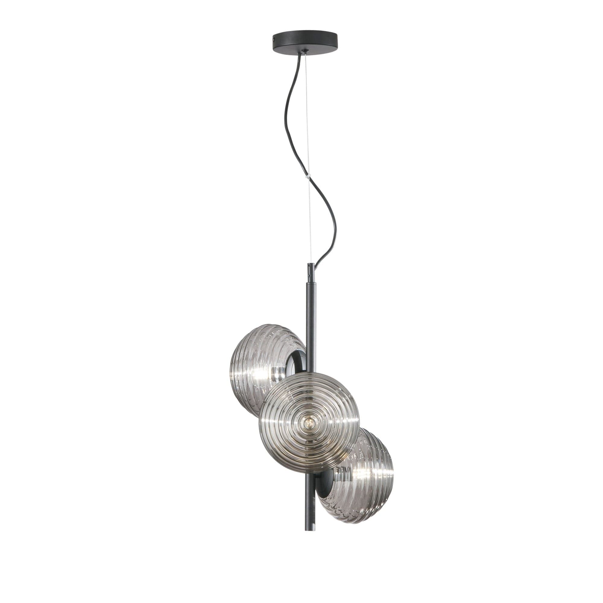 Lampadario a Sospensione in metallo con tre diffusori Nera 3Xe27 12X32,5X165Cm