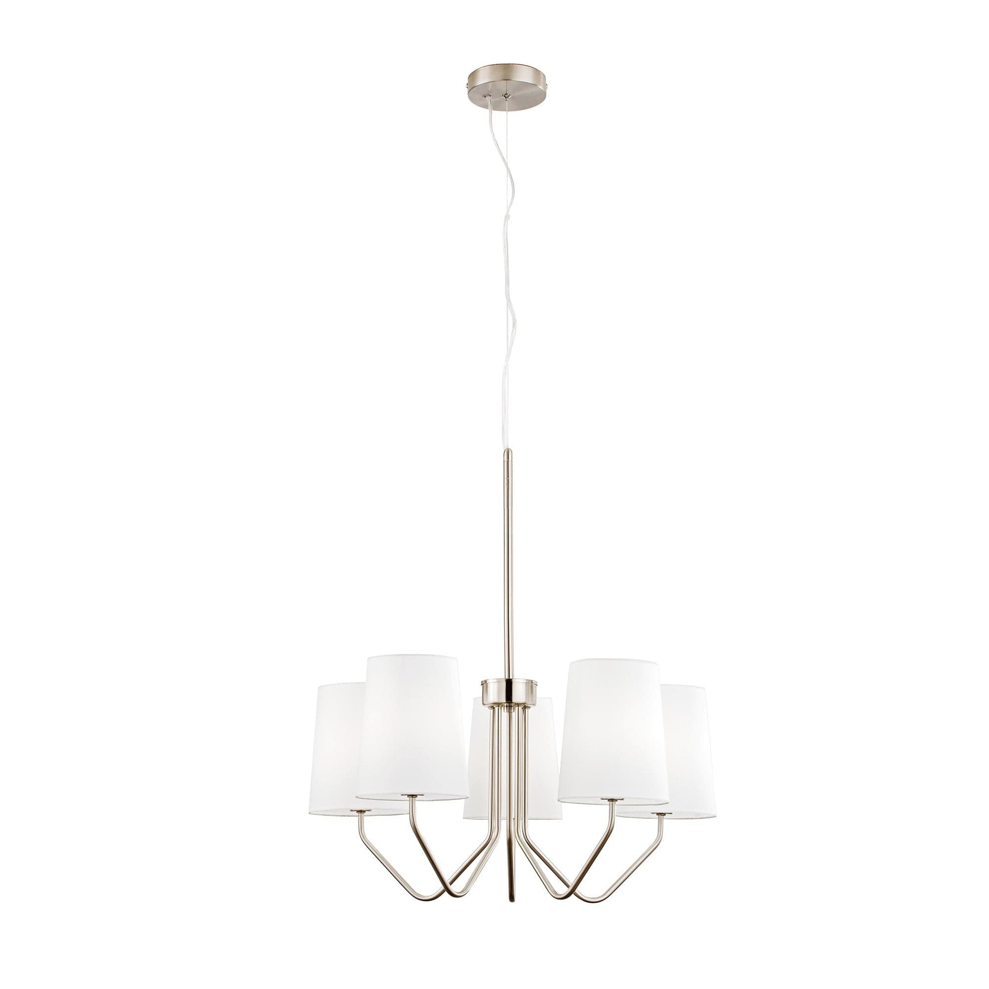 Lampadario a Sospensione , cinque luci Nichel 5Xe14 60X150Cm